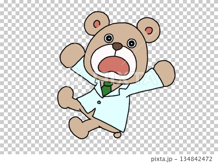 ビックリして飛び上がるクマ ビックリして飛び上がるクマ 134842472