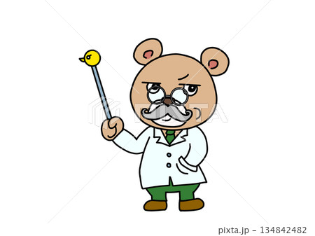 指し棒で解説するクマの博士 134842482
