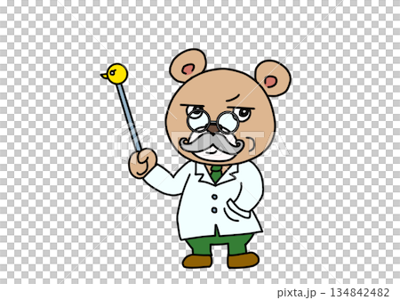 指し棒で解説するクマの博士 134842482