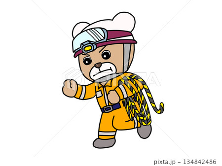 走るレスキュー隊のクマ 134842486