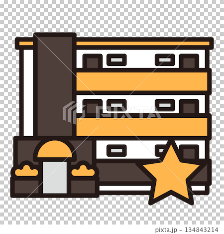 Simple apartment icon + star Simple apartment icon + star 134843214