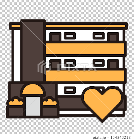 Simple apartment icon + heart 134843218