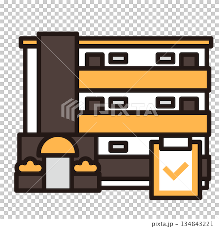 簡單的公寓圖示 + 剪貼簿 134843221