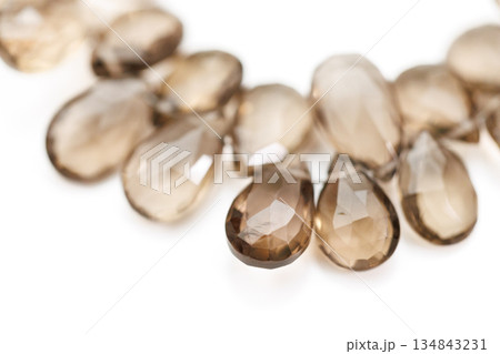 スモーキークォーツ 天然石 ブリオレットカット 連材 茶色 宝石素材 煙水晶 134843231