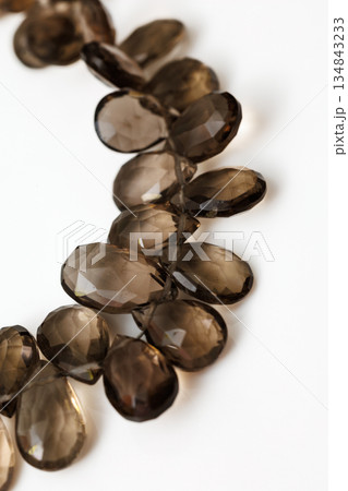 スモーキークォーツ 天然石 ブリオレットカット 連材 茶色 宝石素材 煙水晶 134843233