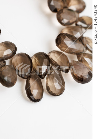 スモーキークォーツ 天然石 ブリオレットカット 連材 茶色 宝石素材 煙水晶 134843240