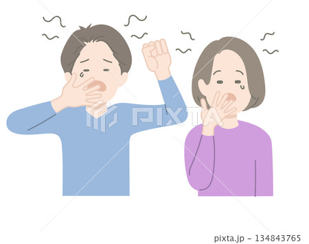 眠たい表情の男女 イラスト 眠たい表情の男女 イラスト 134843765