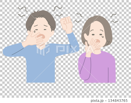 眠たい表情の男女 イラスト 眠たい表情の男女 イラスト 134843765