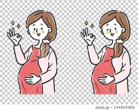 Pregnant woman making an OK sign Vector 134843969