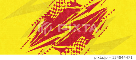 Dynamic Yellow and Red Lightning Sport Background with Grunge Texture. High Energy Red Lightning Bolt on Yellow Background Dynamic Yellow and Red Lightning Sport Background with Grunge Texture. High Energy Red Lightning Bolt on Yellow Background 134844471