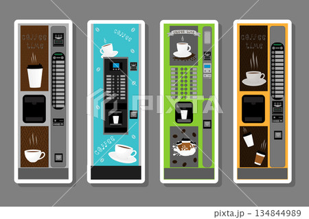 big colored set different types coffee machine 134844989