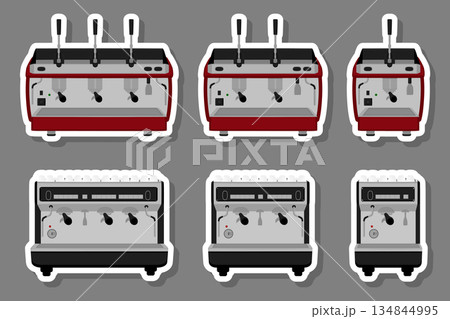 Illustration on theme big colored set different types coffee machine 134844995