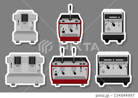 Illustration on theme big colored set different types coffee machine 134844997