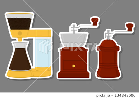 big colored set different types wooden coffee mill big colored set different types wooden coffee mill 134845006