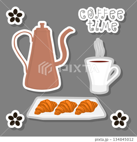 Vector illustration logo for white ceramic cup of hot coffee 134845012