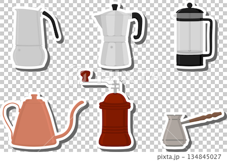 big colored set different types maker kettle big colored set different types maker kettle 134845027