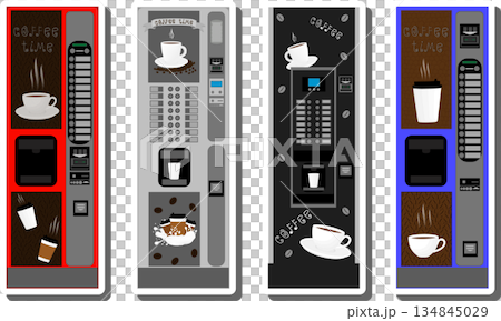 big colored set different types coffee machine 134845029