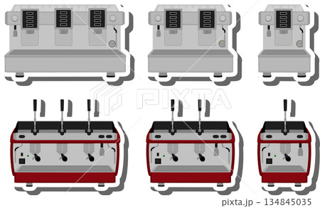 big colored set different types coffee machine 134845035