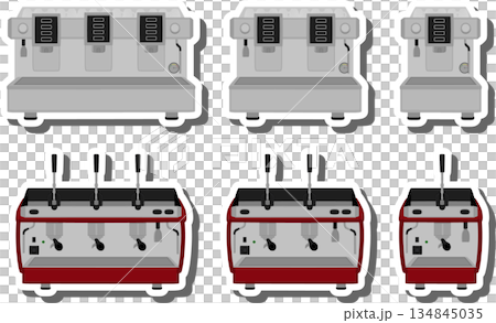 big colored set different types coffee machine 134845035