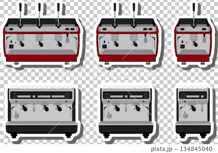 big colored set different types coffee machine 134845040