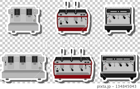 big colored set different types coffee machine big colored set different types coffee machine 134845043