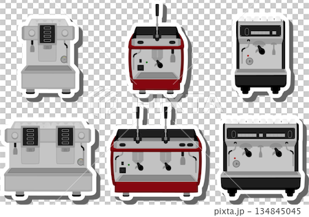 big colored set different types coffee machine big colored set different types coffee machine 134845045