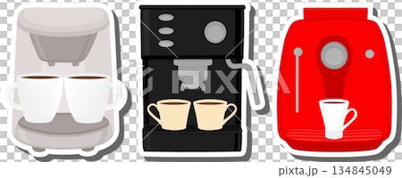 big colored set different types coffee machine big colored set different types coffee machine 134845049