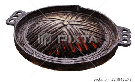 ジンギスカン鍋の俯瞰イラスト 134845175