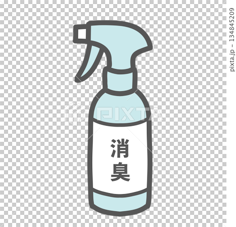 一個噴霧瓶的插圖，上面寫著「除臭」字樣。 134845209
