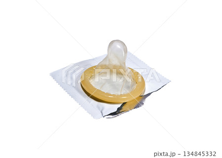 Discloses a package with a condom Discloses a package with a condom 134845332