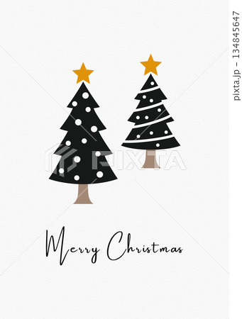 Minimalist Christmas Card Design with Trees and Merry Christmas Message Minimalist Christmas Card Design with Trees and Merry Christmas Message 134845647