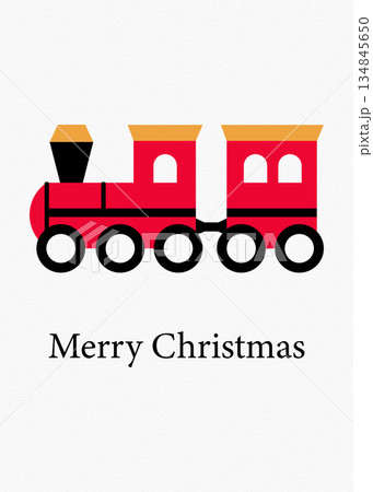 Festive Red Christmas Train Illustration with Merry Christmas Greeting Festive Red Christmas Train Illustration with Merry Christmas Greeting 134845650