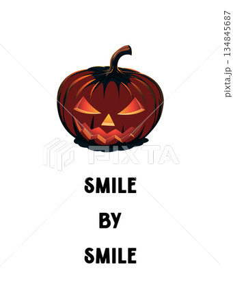 Halloween pumpkin illustration with smiling message creating a festive mood Halloween pumpkin illustration with smiling message creating a festive mood 134845687