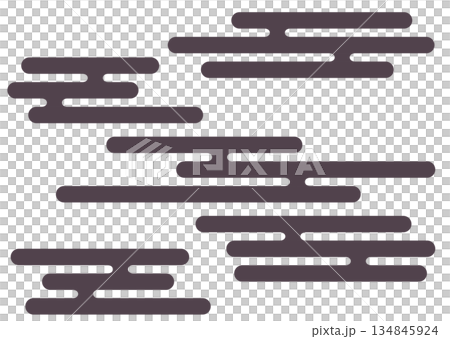 日式雲紋細線輪廓抽象圖案背景 | 日本繪畫與浮世繪風格設計素材 134845924