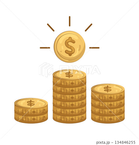 Illustration of coin stacks  134846255
