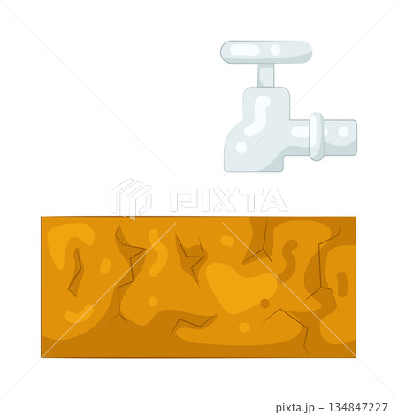 Illustration of Faucet Over Dry Cracked Ground 134847227
