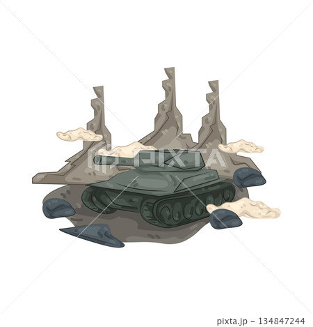 Illustration of military tank in a rocky Illustration of military tank in a rocky 134847244