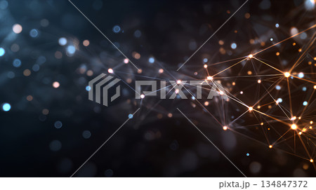 光の点と線が広がる未来的ネットワーク背景 134847372