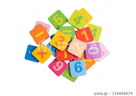 Math number colorful on white background. 134848674