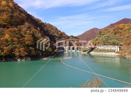 紅葉の黒部峡谷 新山彦橋 紅葉の黒部峡谷 新山彦橋 134849849