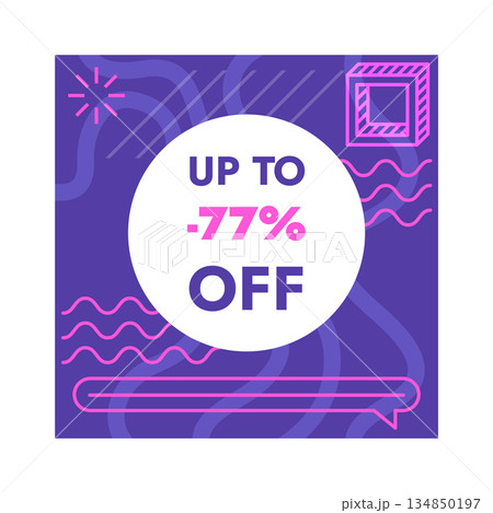 Trendy Abstract Geometric Vector Bubbles. Vivid Banner in Retro Poster Design Style. Vintage Colors and Shapes in Memphis Style 134850197