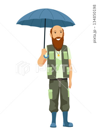 A pixel art of a man with an umbrella in the rain A pixel art of a man with an umbrella in the rain 134850198