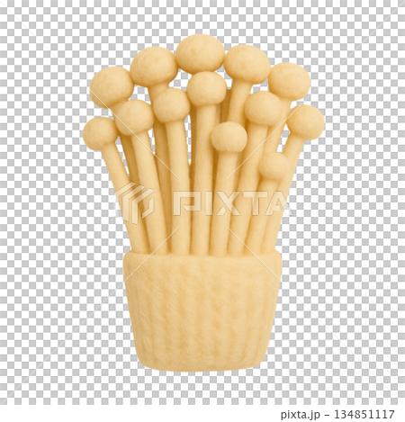 [Mushrooms] Felt-style enoki mushroom illustration 134851117