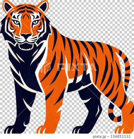 Majestic and Fierce Tiger Illustration Showing Strength and Wild Spirit in Vibrant Colors 134851132