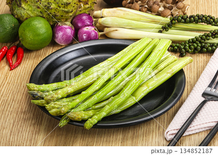 Dietary cuisine - boiled aspargus stem Dietary cuisine - boiled aspargus stem 134852187