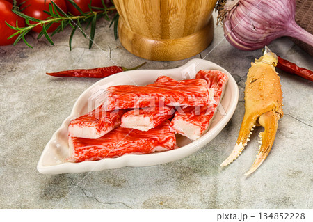 Red crab meat stick surimi 134852228