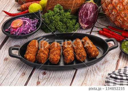 Indian minced meat kebab kofta Indian minced meat kebab kofta 134852235