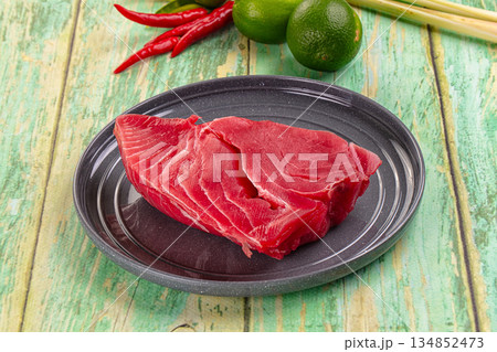 Raw tuna fish fillet steak Raw tuna fish fillet steak 134852473