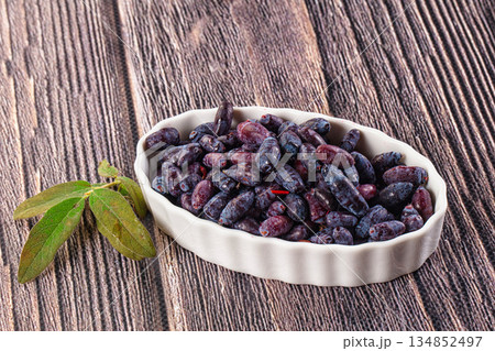 Sweet juicy ripe honeysuckle berries 134852497