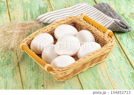 Raw white uncooked chicken eggs 134852713